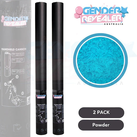 2 Pack - Gender Revealer Handheld Cannon 60 cm - Blue FX Powder